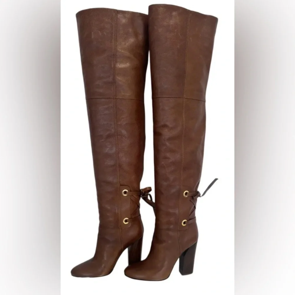 Casadei Brown Leather thigh High Boots size 39